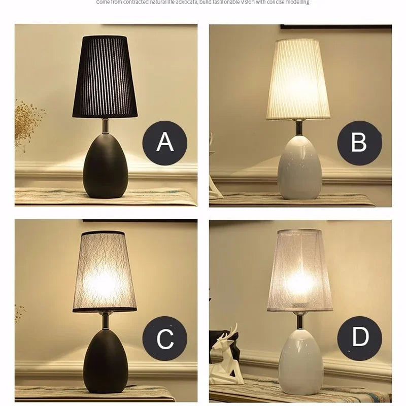 Afralia™ Modern Black and White Living Room Coffee Table Bedroom Night Lamp Design Bedside Lamps