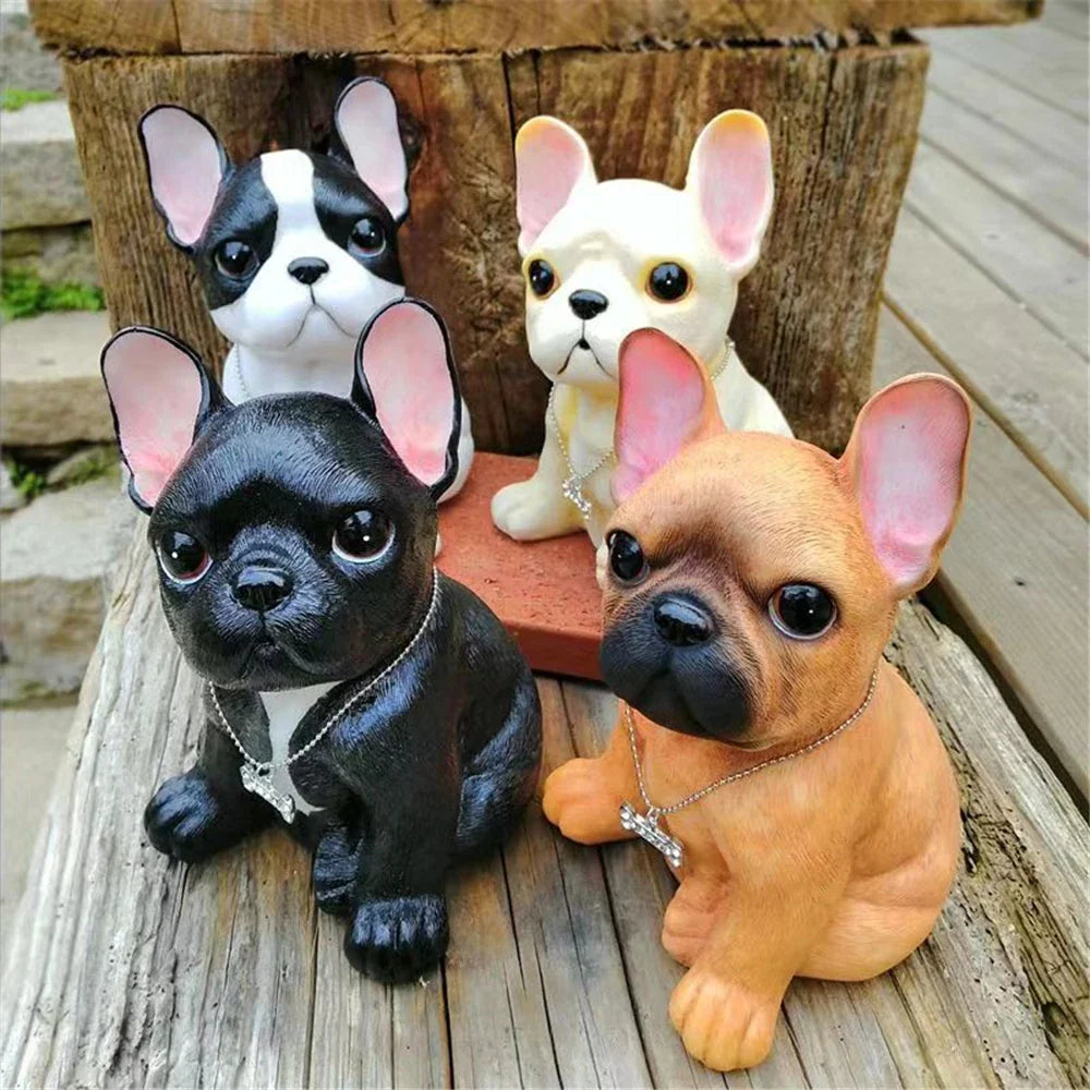 Afralia™ Resin Bulldog Ornament: Super Cute Big-Eyed Puppy Statue for Garden Decor