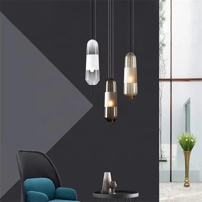 Afralia™ Glass LED Pendant Lights for Dining Room Kitchen Bedroom Luminarias