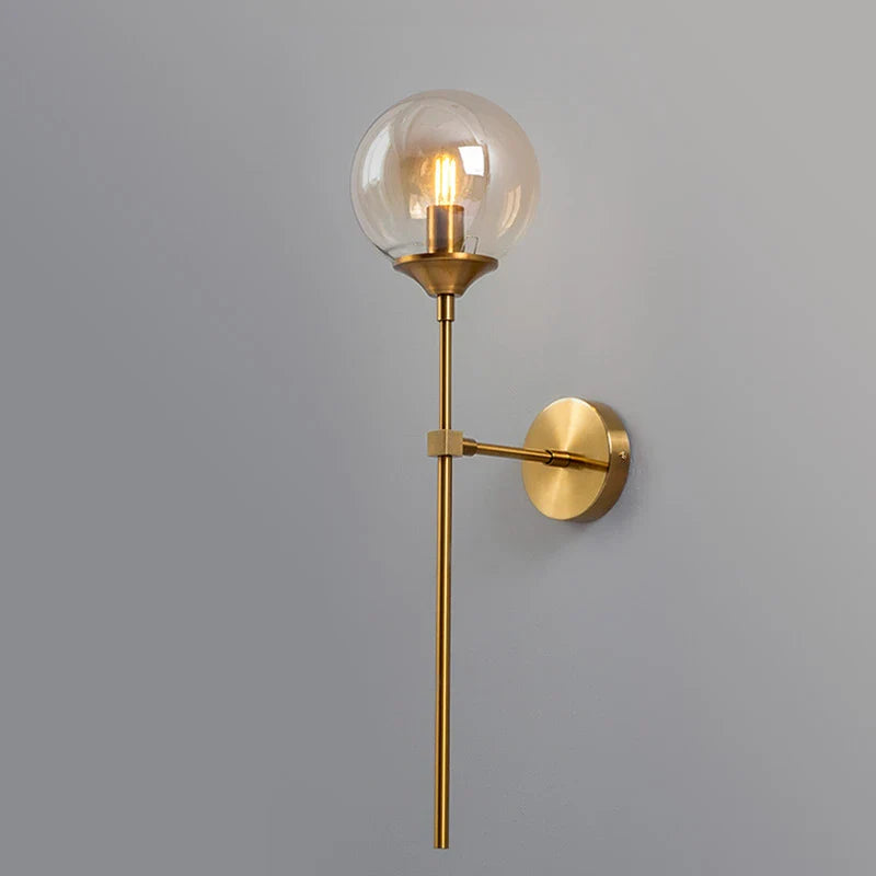 Afralia™ Modern Glass Wall Lamp Bedroom Reading Fixture Brass Lighting