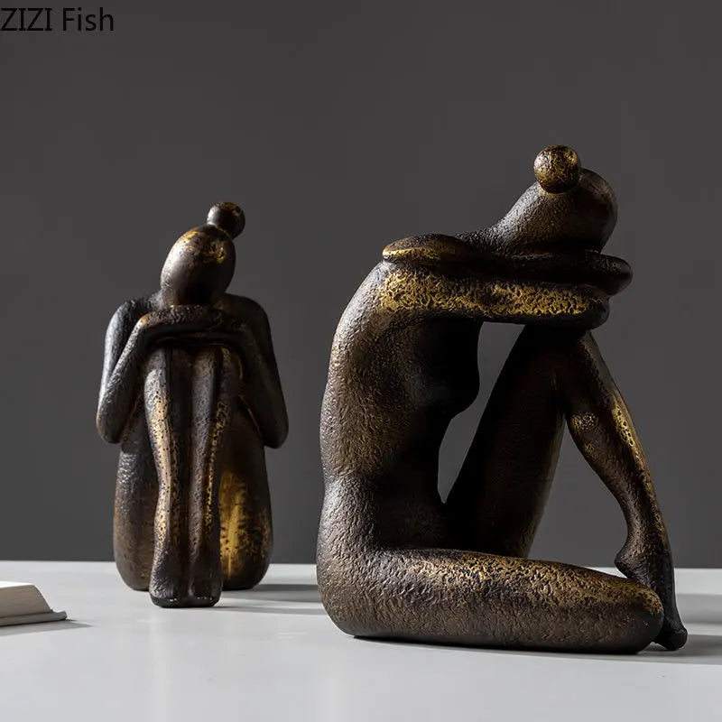 Afralia™ Girl Statue Bookends Decor Resin Decoration for Desk, Bookcase, Library