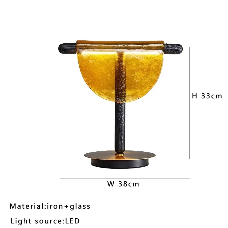 Afralia™ Amber Glass Table Lamp: Nordic Minimalist LED Nightstand Decor