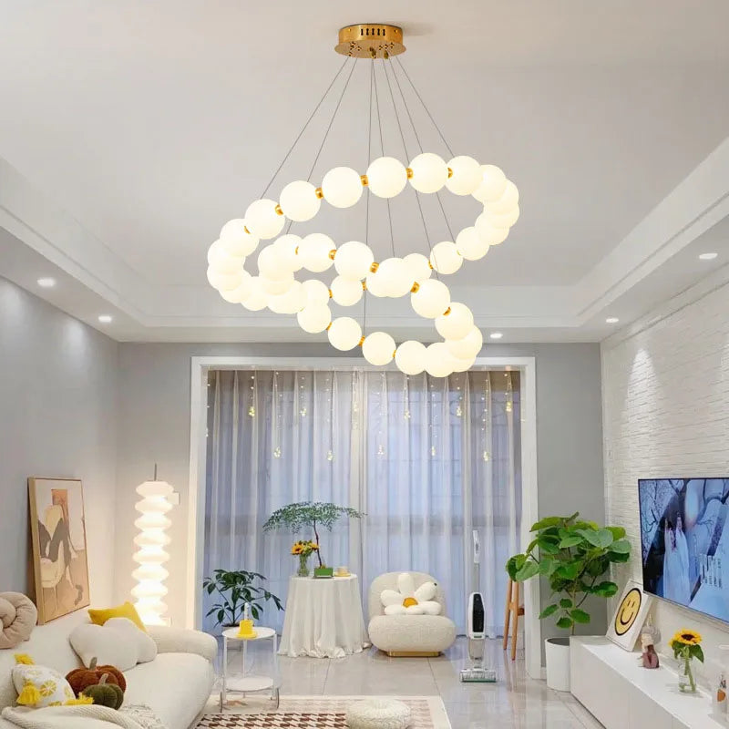 Afralia™ Gold Acrylic LED Ceiling Chandelier for Living Room Bedroom Pendant Lighting