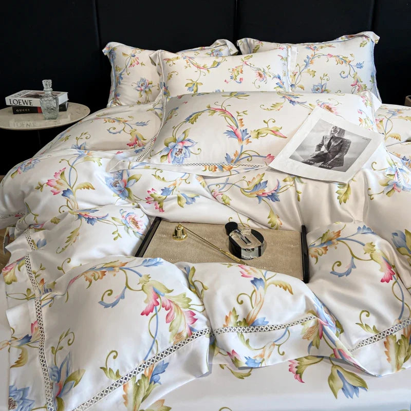 Afralia™ Silky Eucalyptus Fiber Bedding Set with Flower Prints