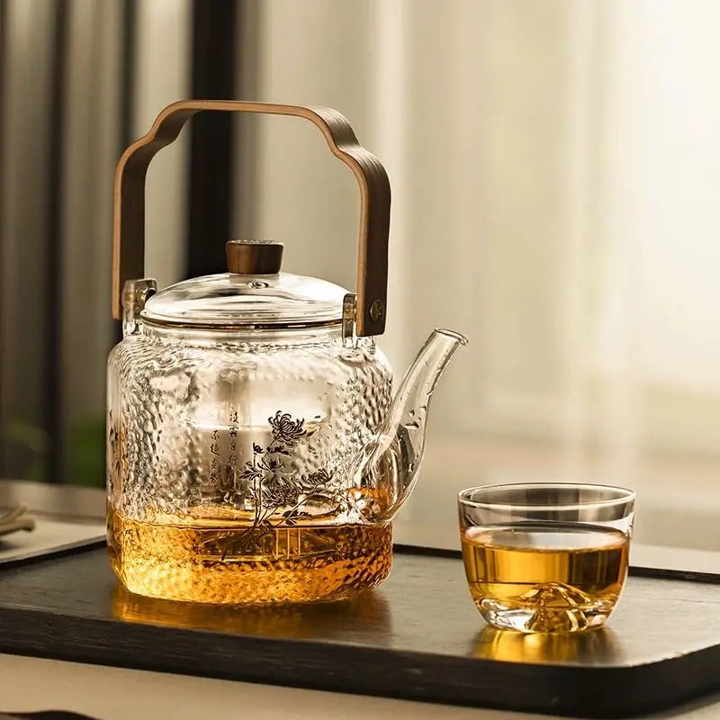 Afralia™ 1000ml Glass Teapot for Home & Restaurant Brewing