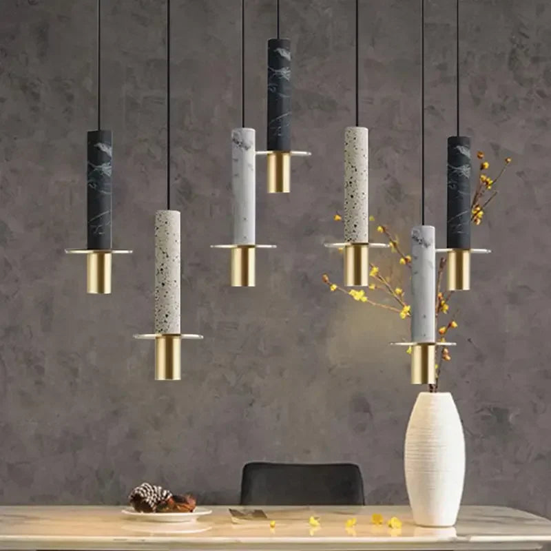 Afralia™ Small Chandelier Art Marble Terrazzo Single Head Pendant Light