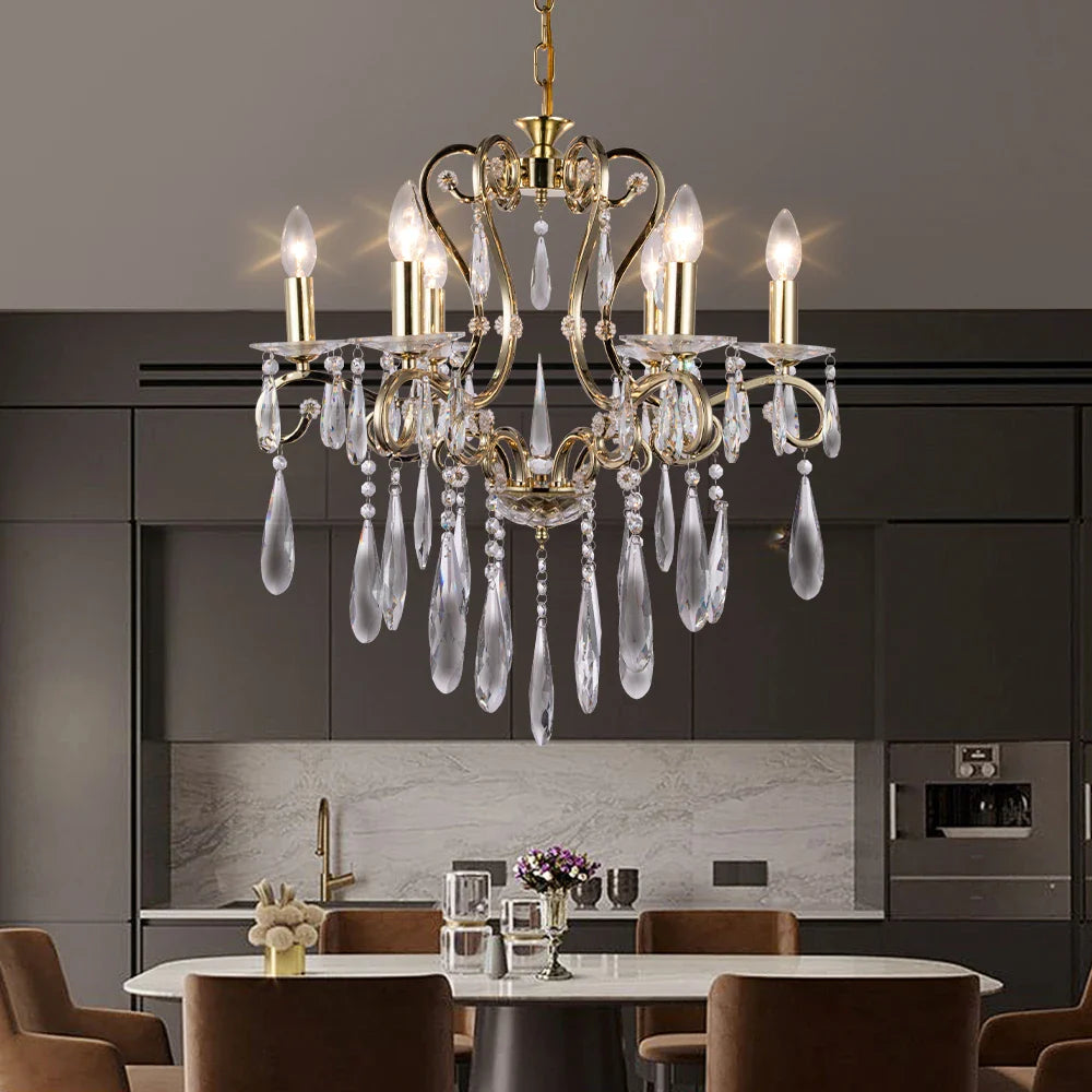 Afralia™ Crystal LED Chandelier for Kitchen Dining Living Bedroom Room