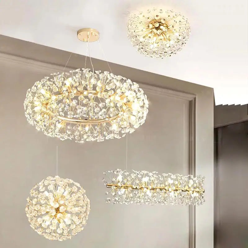 Afralia™ Crystal LED Ceiling Pendant Chandelier for Home Decoration and Lighting