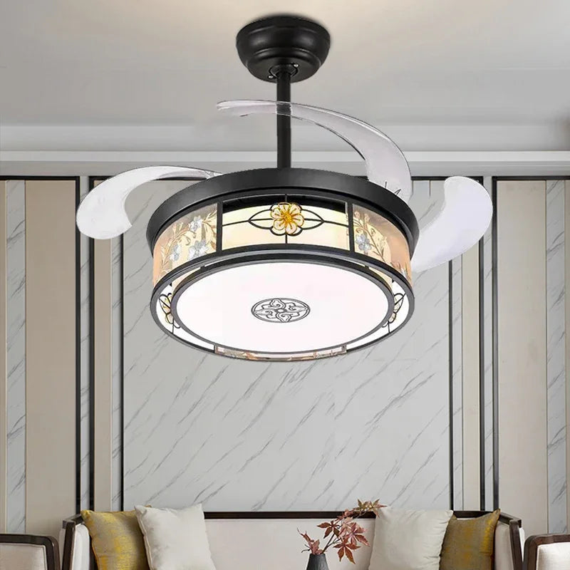 Afralia™ Smart Remote Control Retractable Ceiling Fan Light, 42"-48", Decorative Hidden Blades