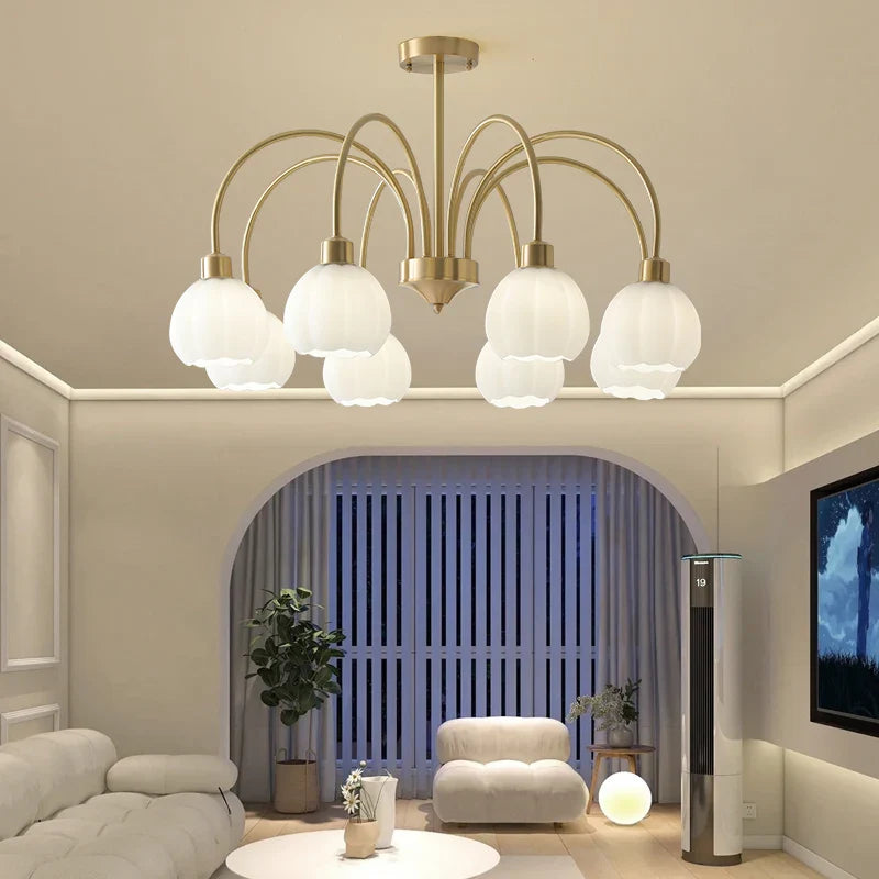 Afralia™ Lily of the Valley Copper Chandelier for Bedroom, Living Room, Dining Room.