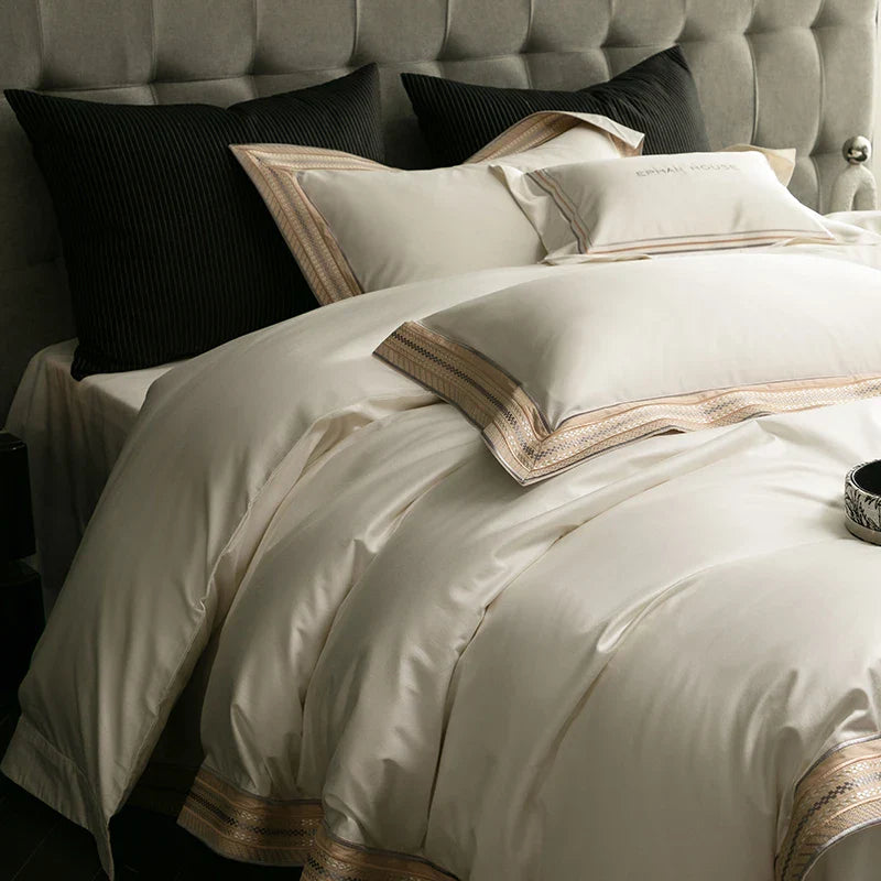 Afralia™ Luxury Egyptian Cotton Embroidered Bedding Set for Elegant Home Decor