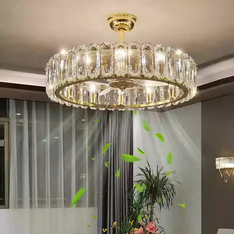 Afralia™ Crystal Ceiling Fan Light - Modern Luxury Invisible Fan Light Combo for Home