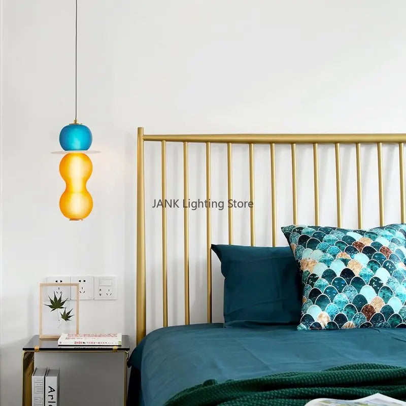 Afralia™ Colored Glass Suspension Lamps: LED Interior Decoration for Restaurant, Cafe, or Bedroom
