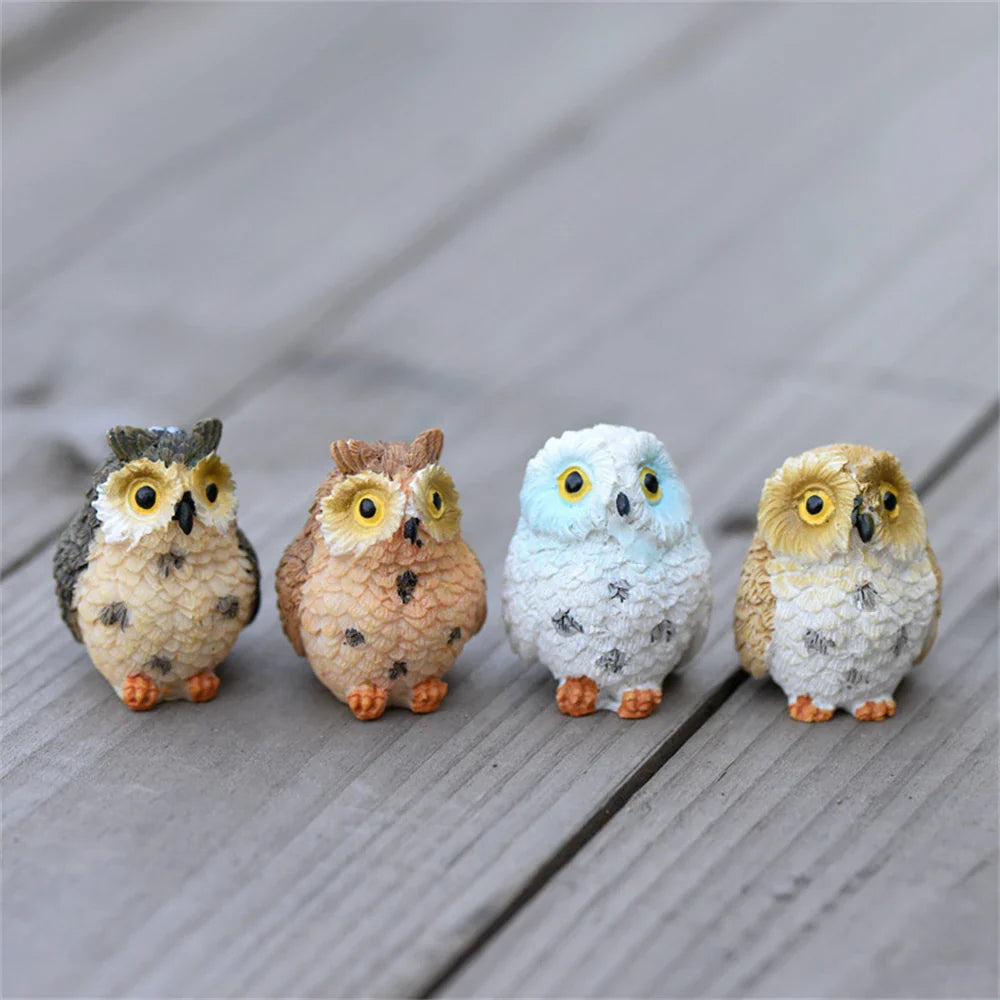 Afralia™ Owl Miniature Resin Figurine for Home Decor and Garden Terrarium