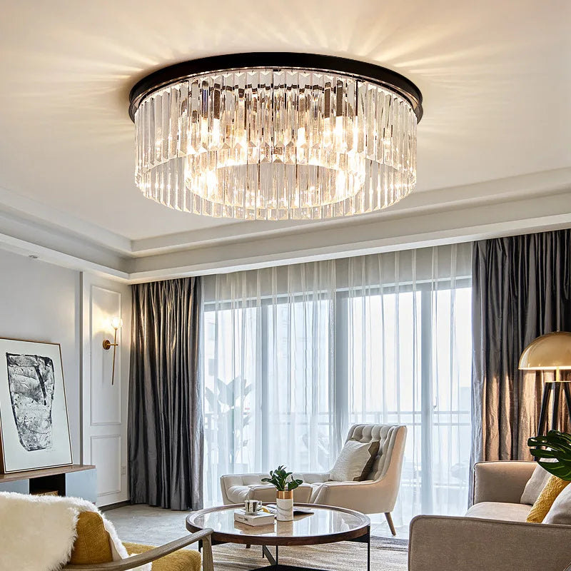 Afralia™ Crystal Prism Chrome Ceiling Light for Home Hotel Restaurant Decoration