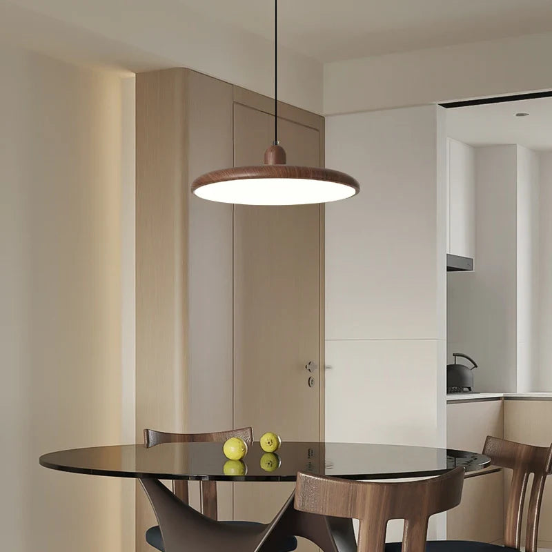 Afralia™ Retro Walnut Chandelier: Stylish Wood Grain Home Decor Lamp for Dining, Bedroom, Living Room