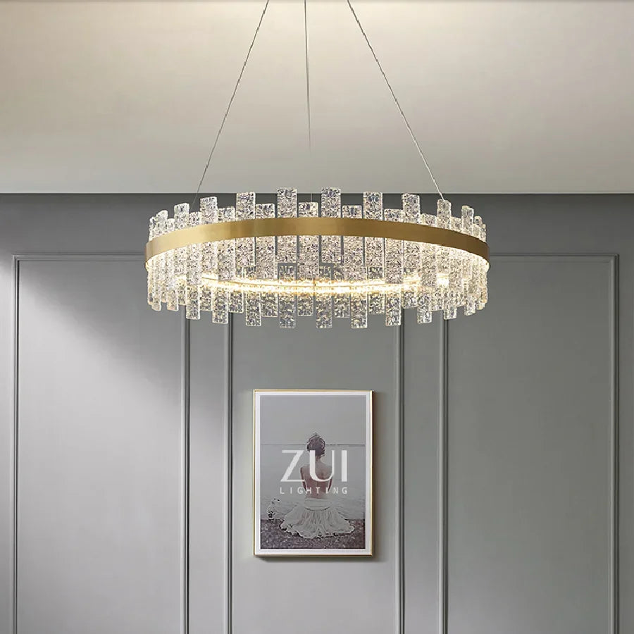 Afralia™ Glass Ceiling Chandelier: Modern LED Ice Block Round Pendant Light for Home Decor