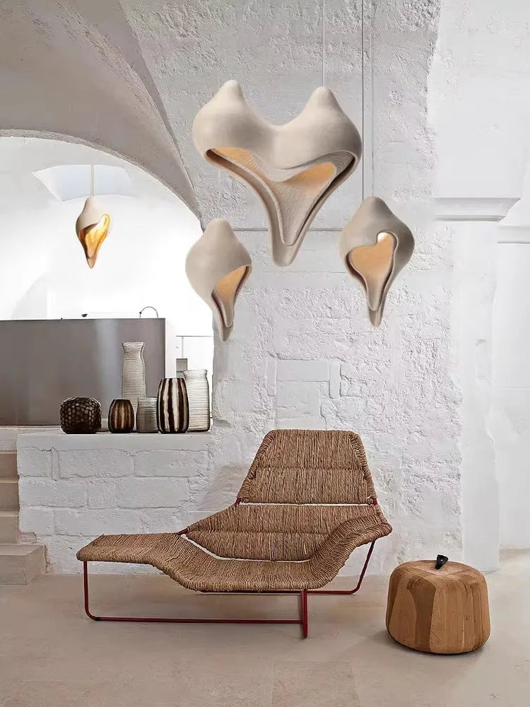Afralia™ Gypsum Pendant Lamp Conch Design Wabi Sabi Style for Living Room or Bedroom