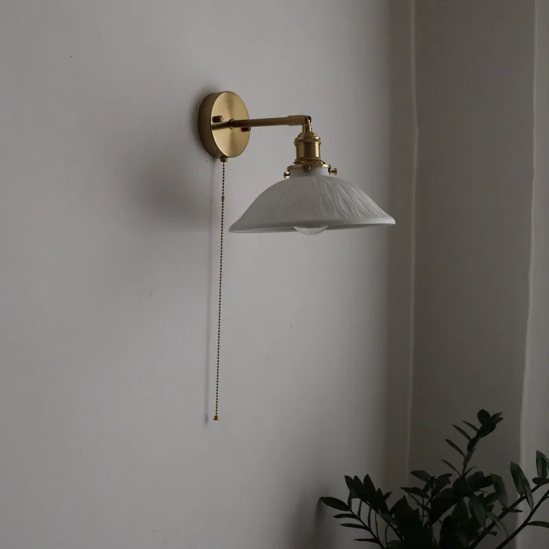 Afralia™ Ceramic Copper LED Wall Lamp for Bedroom Bedside Mirror Light