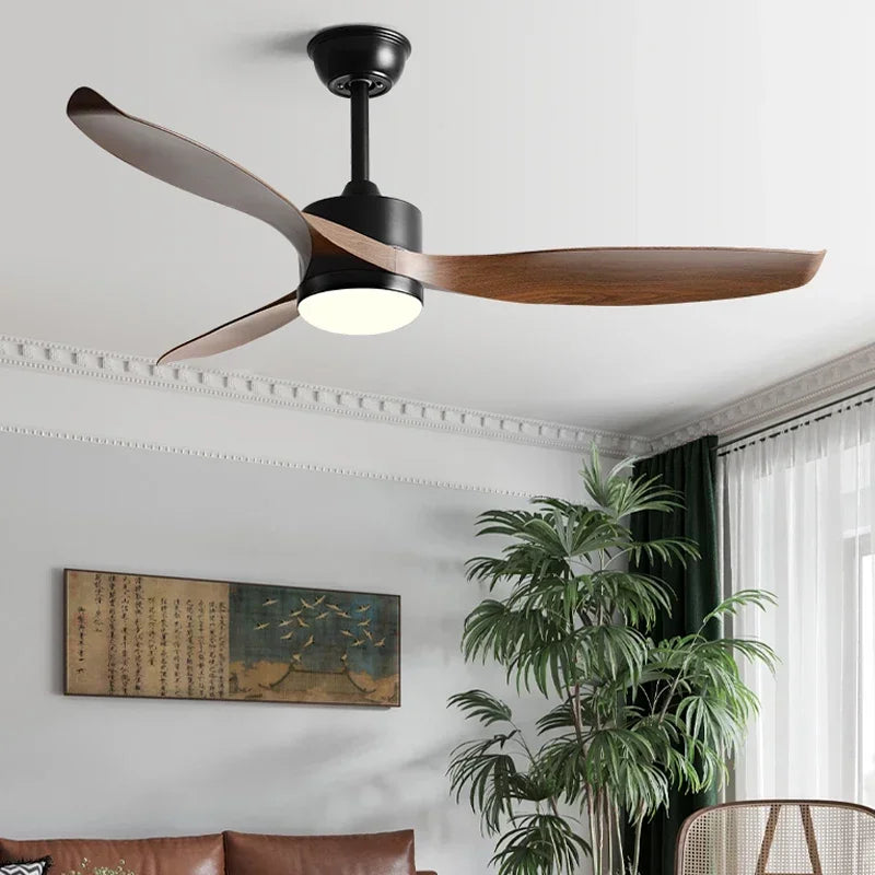 Afralia™ 52" Black Ceiling Fan Light with Remote Control for Living Room, Restaurant, and Household