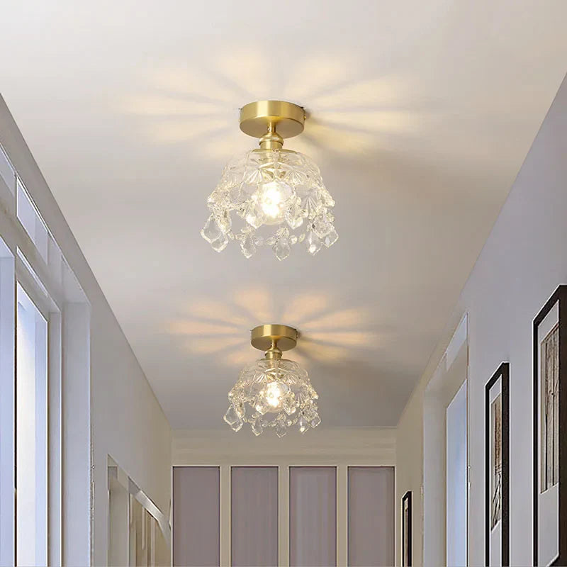 Afralia™ Crystal LED Ceiling Light Luxury Modern Chandelier for Living Room Hallway