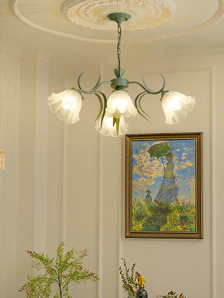 Afralia™ French Retro LED Flower Chandelier for Bedroom, Restaurant, Living Room