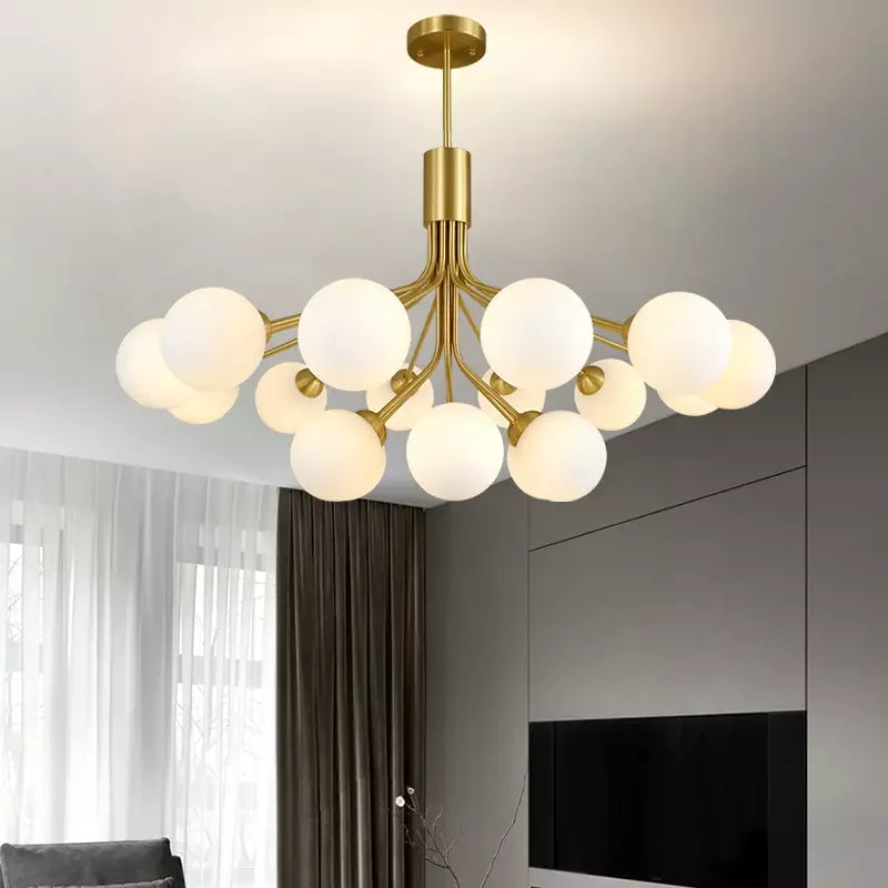 Afralia™ Gold Glass Ball Chandelier: Luxury LED Lighting for Dining Room, Kitchen, Cafe
