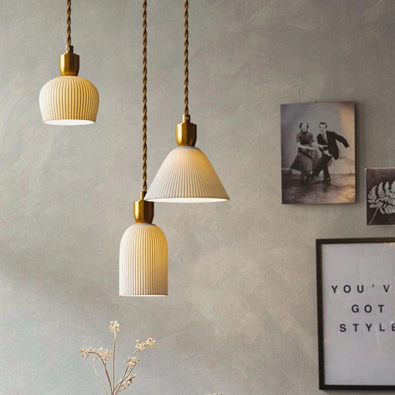 Afralia™ Ceramic Pendant Light: Vintage Nordic Hanging Lamp for Dining Room Kitchen Ceiling Chandelier