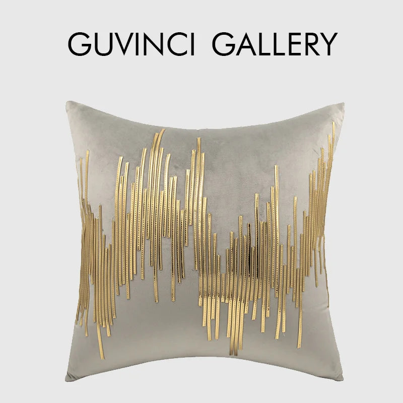 Afralia™ Luxe Metallic Stripes Velvet Cushion Cover: Midcentury Modern Throw Pillow Case