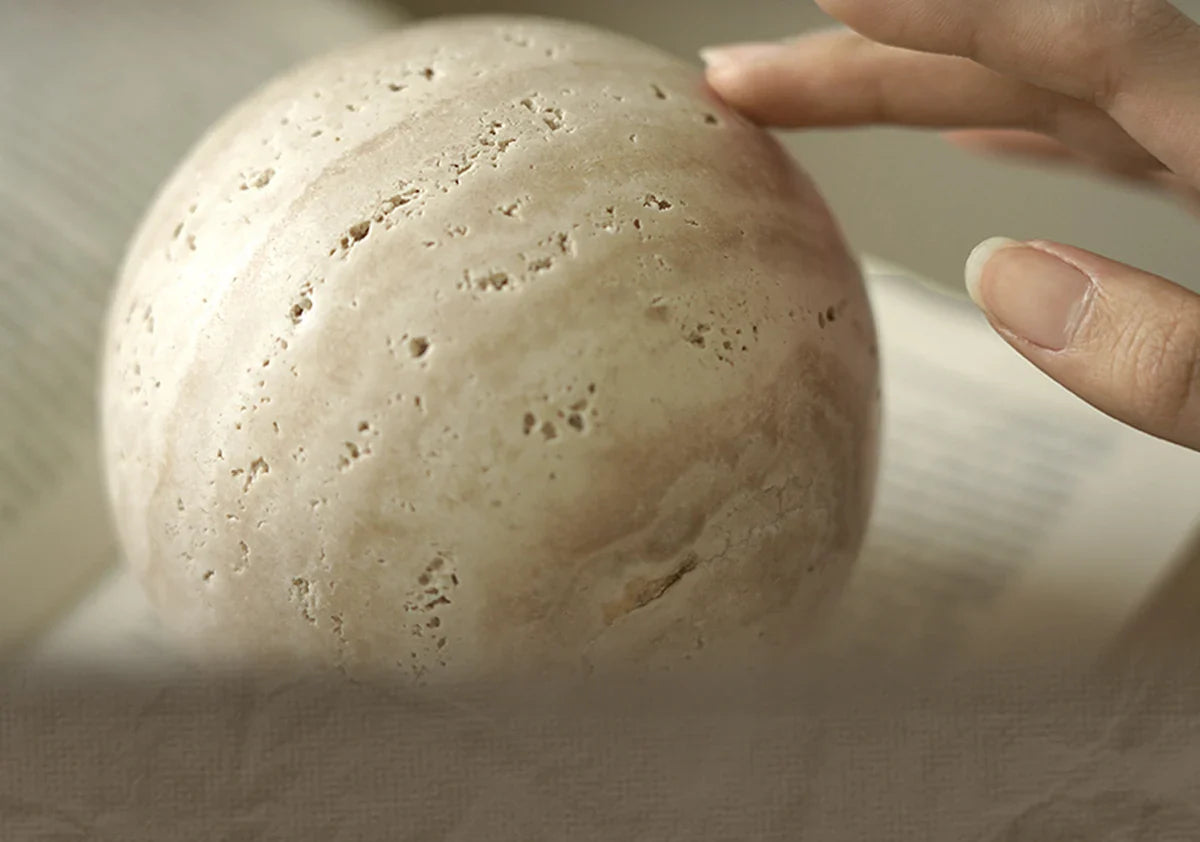 Afralia™ Chestnut Stone Wabi Sabi Wind Round Ball Geometric Rock Ornament Figurines