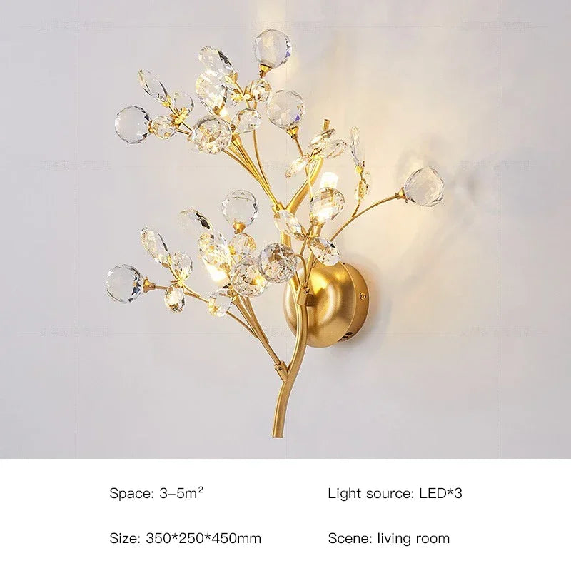 Afralia™ Glass Flower Chandelier Ceiling Lamp - Nordic Crystal Branch Tree Lighting for Living Room and Bedroom