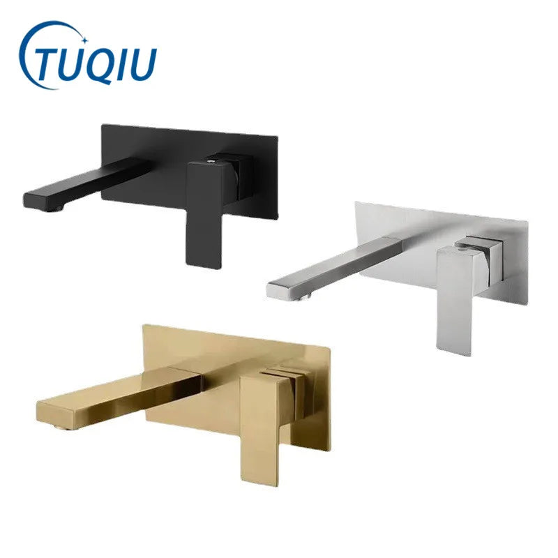 Afralia™ Brushed Gold Basin Faucet Set Blanoir SS Mixer Tap Combination.