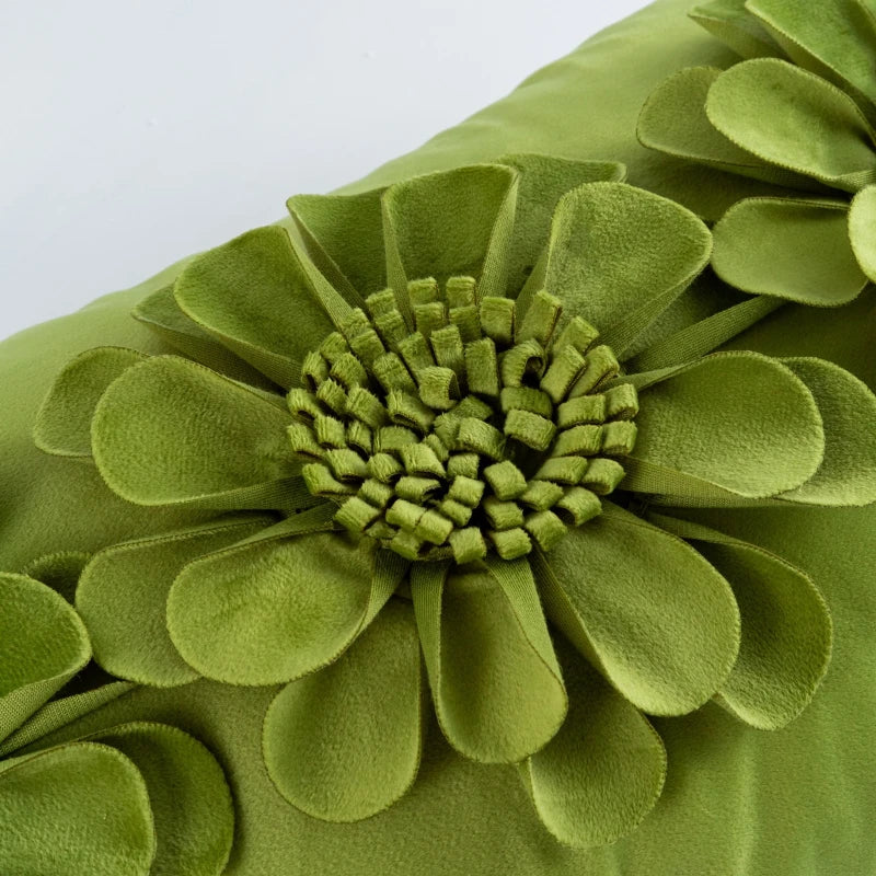Afralia™ Green Flower Car Sofa Cushion Pillowcase Home Decoration Square Pillow