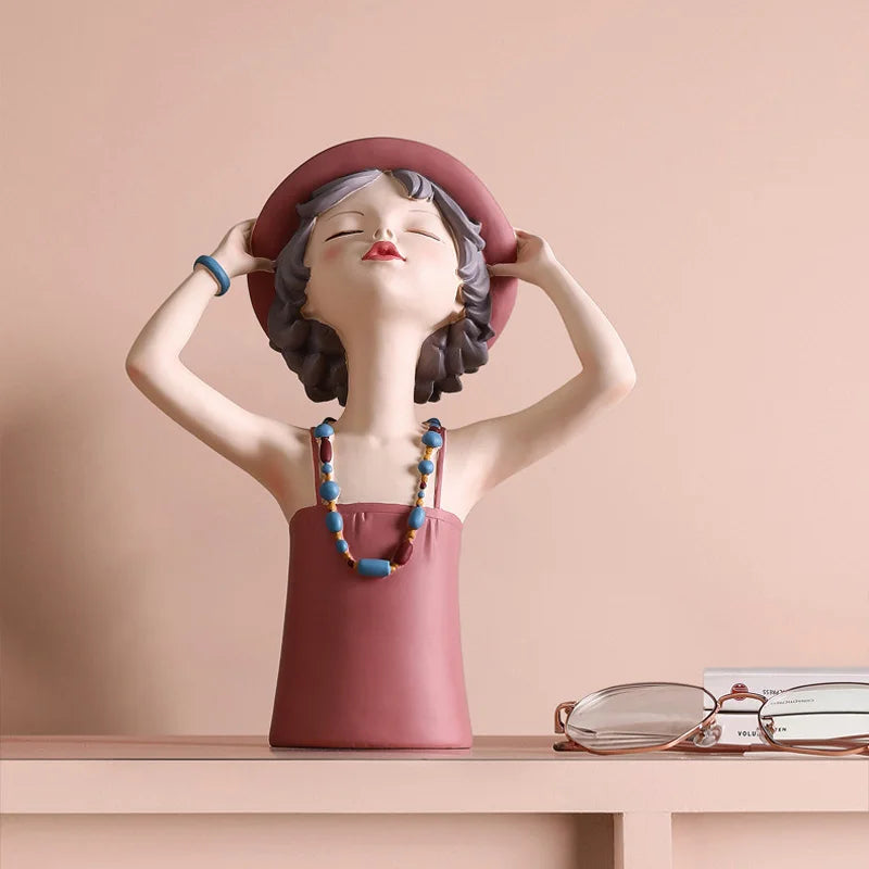 Afralia™ Sunny Girl Figurine: Resin Summer Home Decor Sculpture