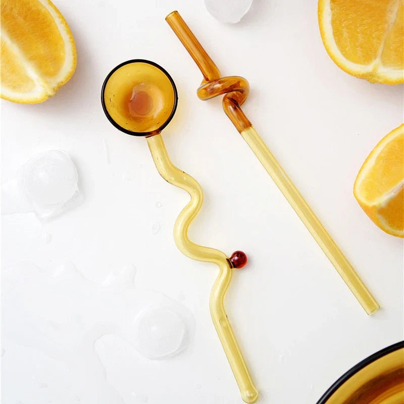 Afralia™ Glass Mixing Spoons: Colorful, Transparent Spoons for Juice, Coffee, and Beverages