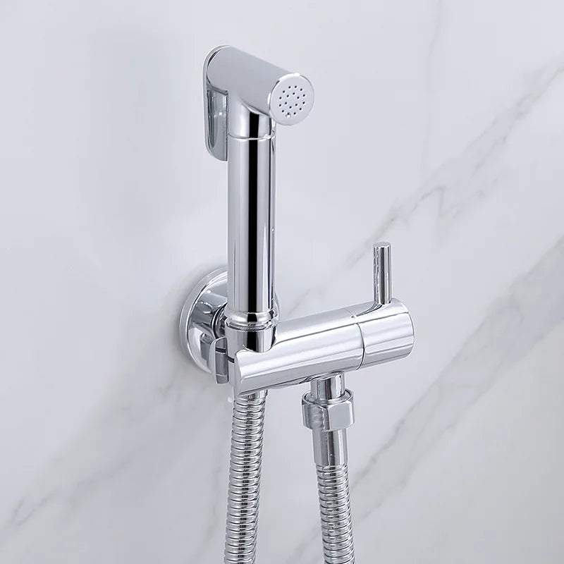 Afralia™ Brass Wall Mount Bidet Spray Set Chrome Gold High Pressure Bathroom Shattaf Gun