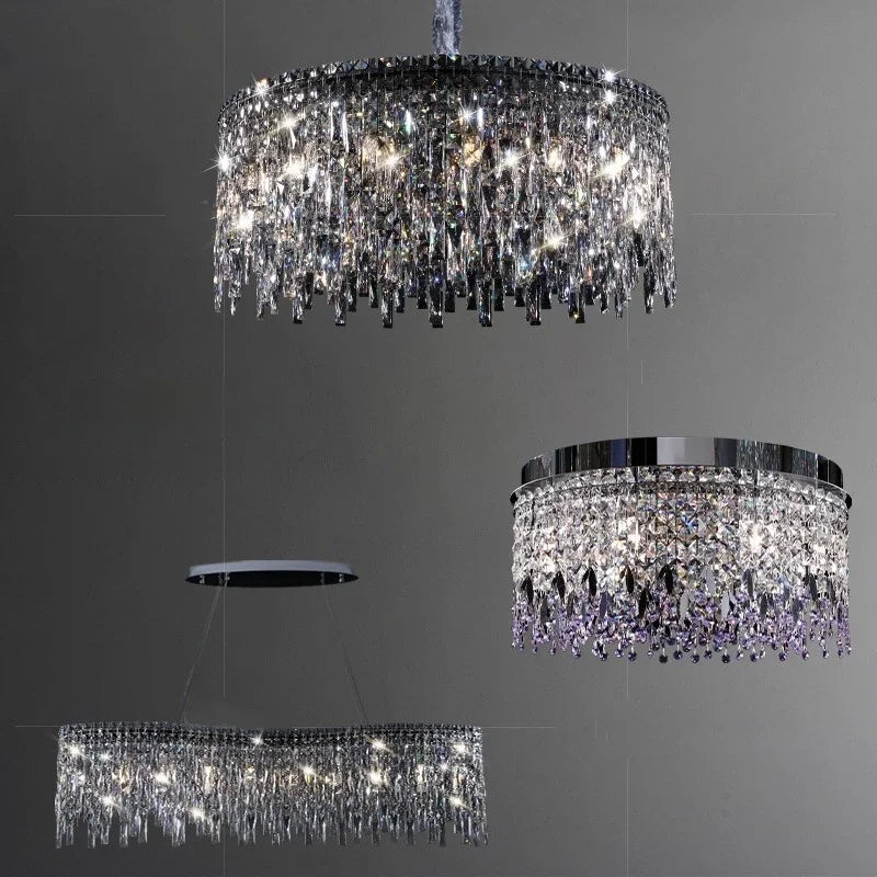 Afralia™ Chrome Chandelier: Designer Luxury K9 Crystal Lighting Fixture for Dining Room, Hotel, and Bar