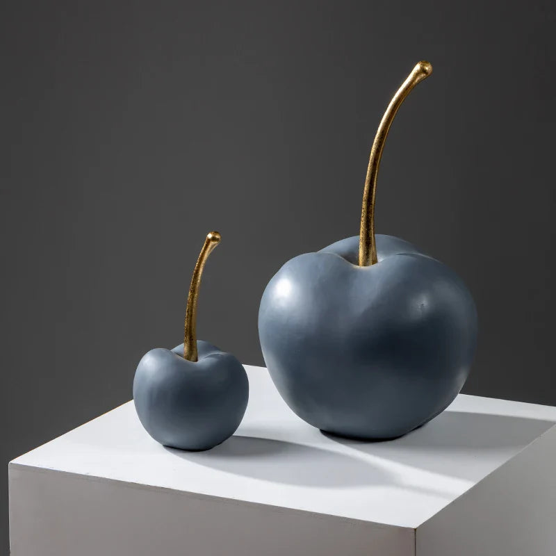 Afralia™ Blue Resin Apple Ornaments - Lucky Fruit Sculpture for Home Decoration