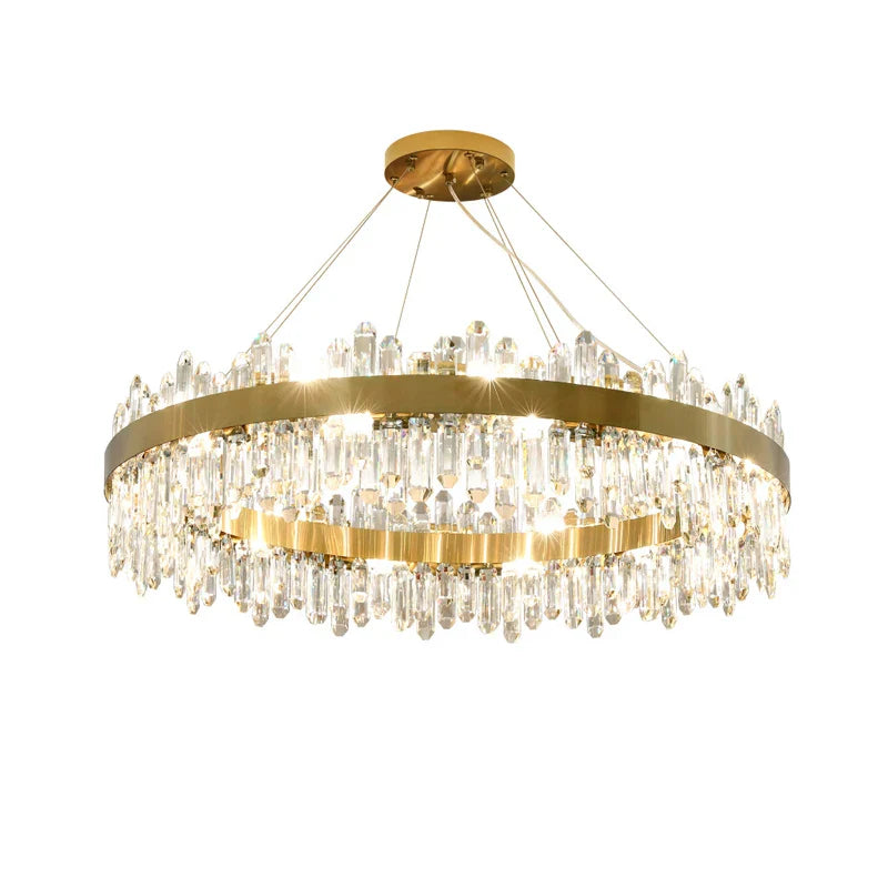 Afralia™ Black/Gold Crystal Chandelier | Modern Oval Round LED Ceiling Light
