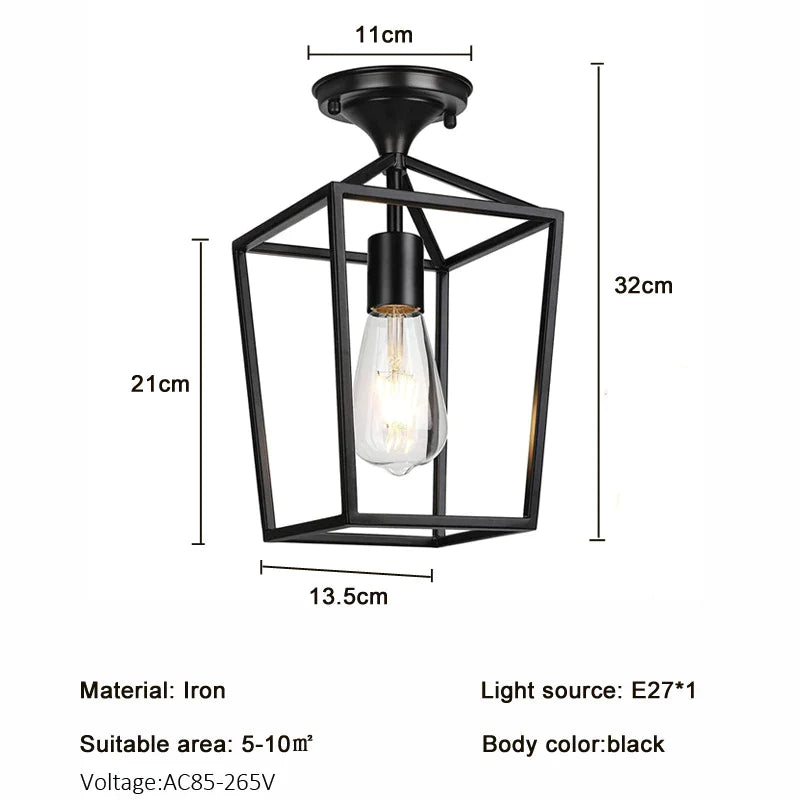 Afralia™ Vintage Black Metal Ceiling Light for Living Room, Bedroom, Kitchen & Restaurant