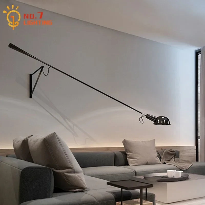 Afralia™ Adjustable LED Wall Lamp Swing Arm Modern Light Fixture Black/White for Living Room