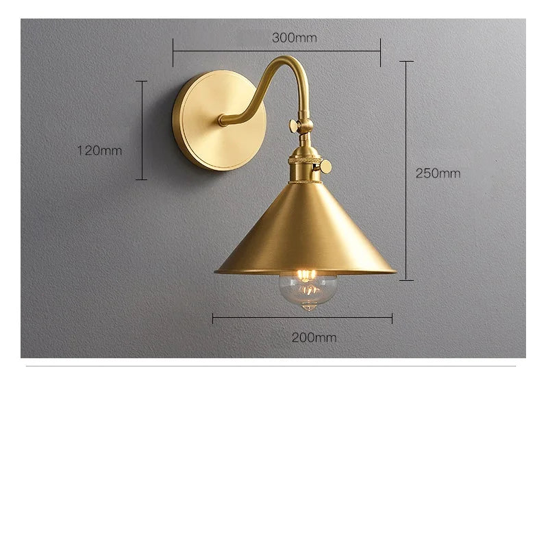Afralia LED Copper Wall Lights | Pull Chain Switch | Indoor Bedroom Living Room Lamp