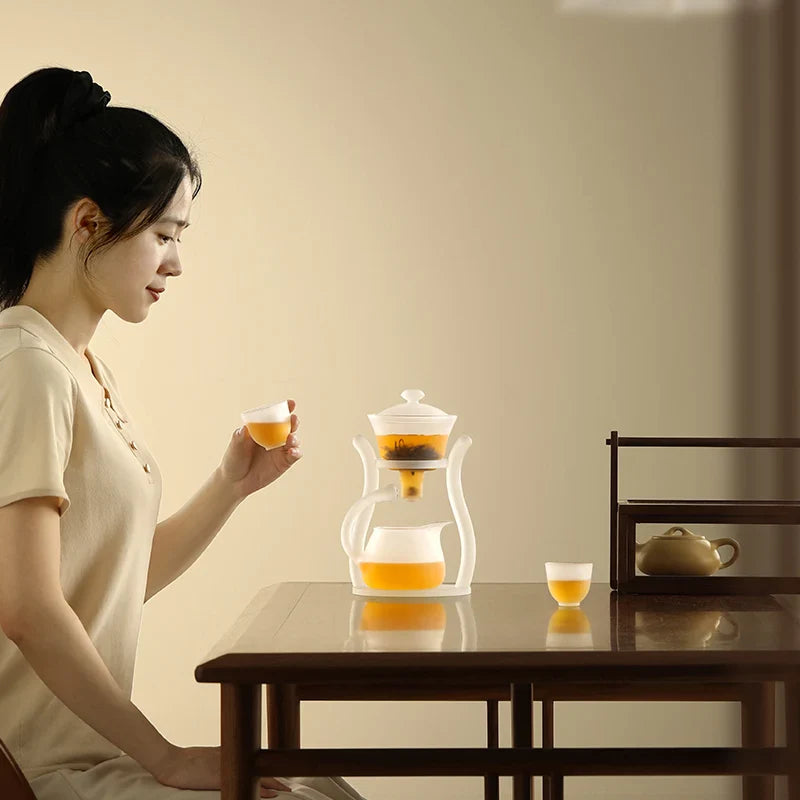 Afralia™ Glass Teapot with Magnetic Drip Pot and Base