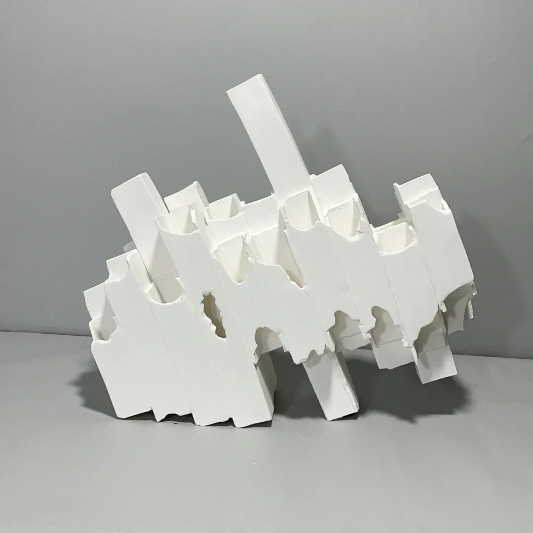 Afralia™ Geometric Ceramics Flower Arrangement Sculpture Square Pipe Irregular Decor