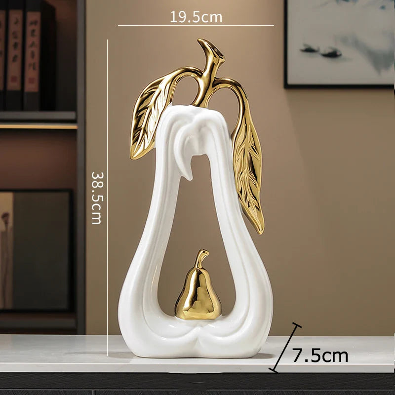 Afralia™ Apple Sculpture: Gold-Plated Ceramic Desk Ornament for Minimalist Room Decor