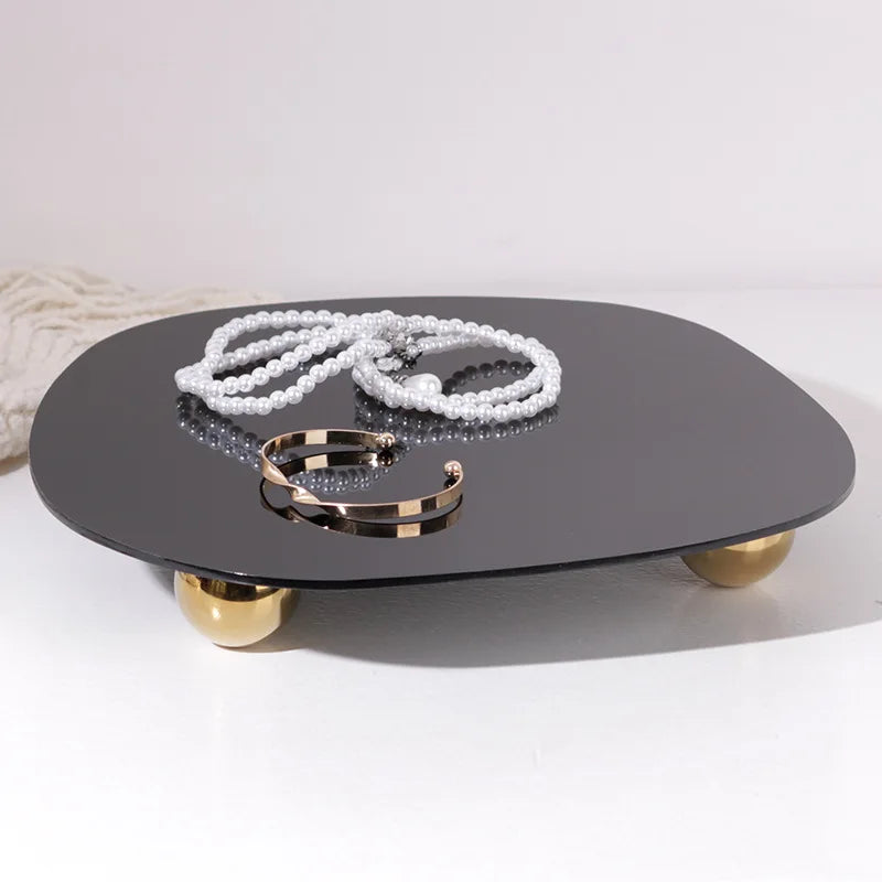 Afralia™ Round Ball High-Footed Jewelry Tray for Home Decor & Organization