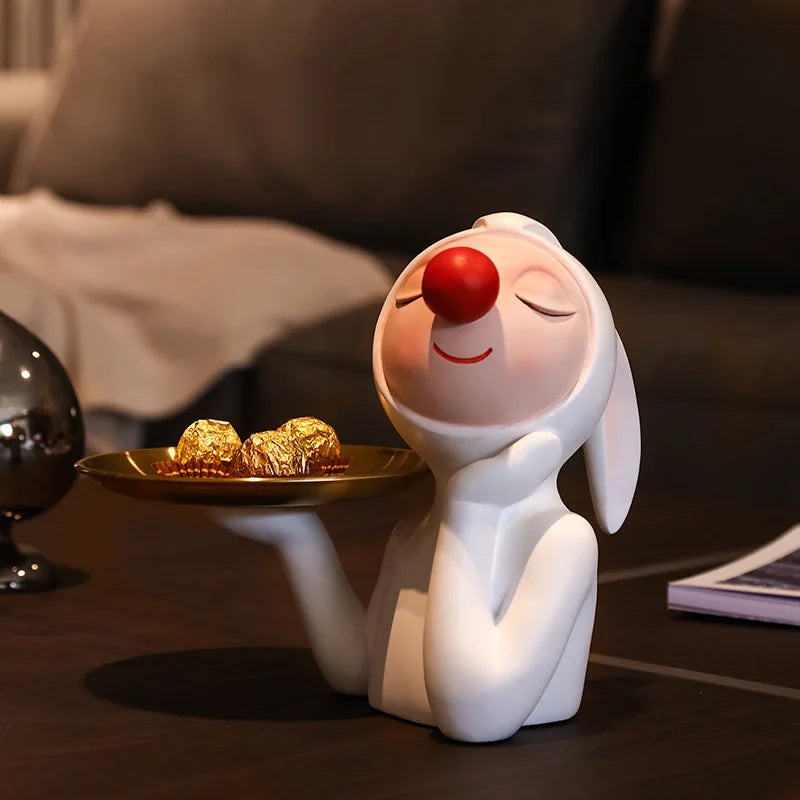 Afralia™ Clown Bust Sculpture: Golden Candy/Key Tray Kids Balloons Figurine Decor