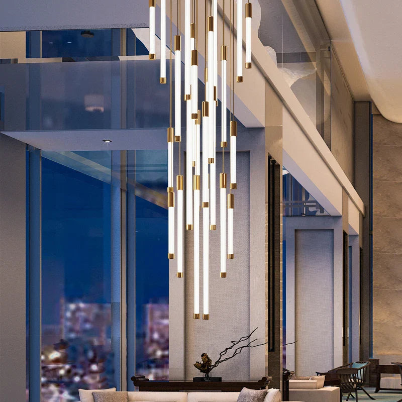 Afralia™ LED Staircase Chandeliers: Modern Luxury Lighting for Living Room, Restaurant, or Duplex Attic