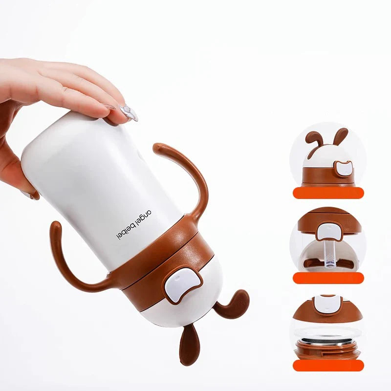 Afralia™ Kids Stainless Steel Thermos Cup with Straw, 320ML Cute Water Bottle