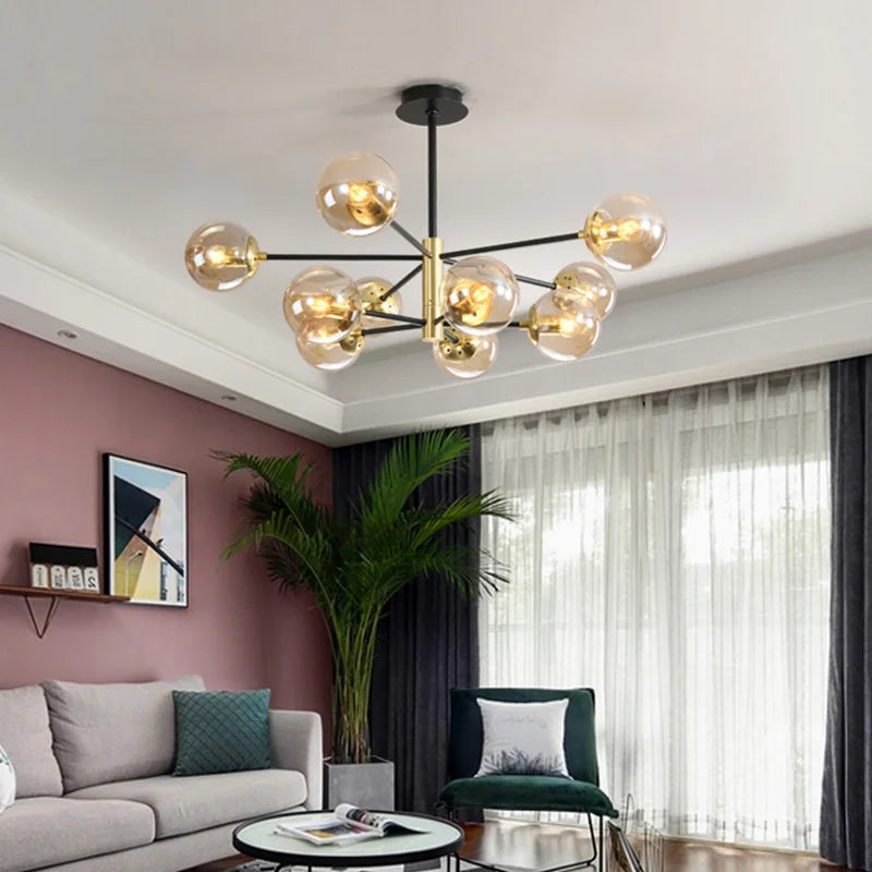Afralia™ Modern Luxury Glass Ball Chandelier for Home, Restaurant, and Hotel Decor